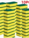 10pcs Kitchen Cleaning Sponges – Double-Sided Heavy-Duty Dishwashing Cloths & Multi-Purpose Scouring Pads