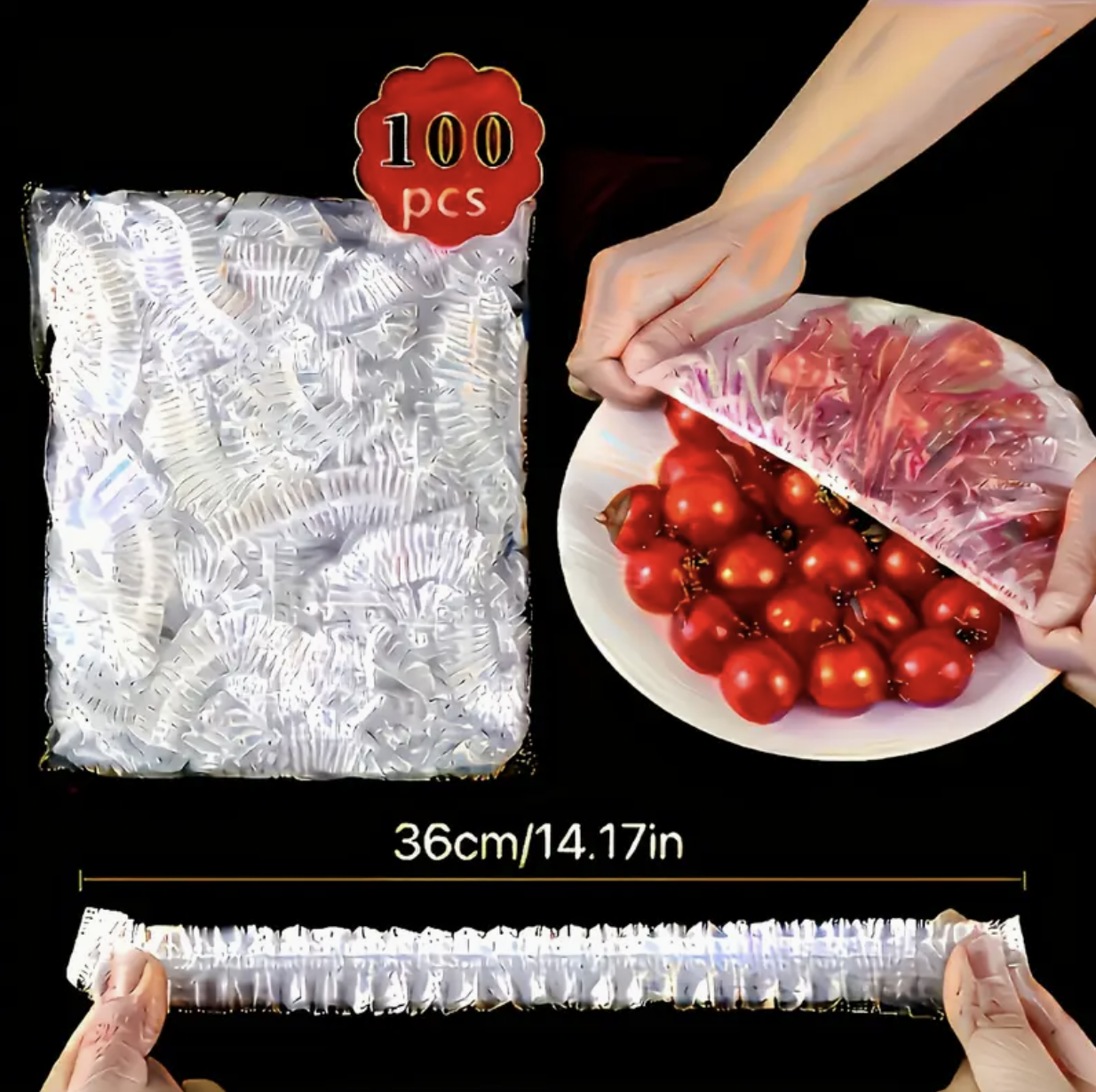 100pcs Individually Wrapped Plastic Food-Safe Cling Film Rolls – Transparent, Odorless & Dustproof, Hygienic Storage Wrap for Fridge, Microwave, Oven & Freezer