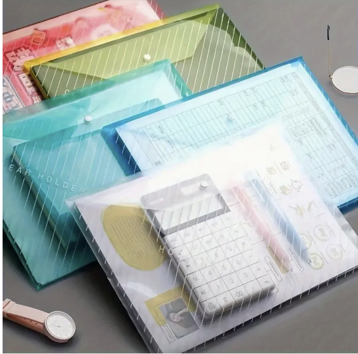 5 PCS Snap Button File Folders – A4 Letter Size, Assorted Colors | Durable Plastic Document Organizer for Office, School, Back-to-School Supplies, Paperwork Storage & Office Organization - Image 3