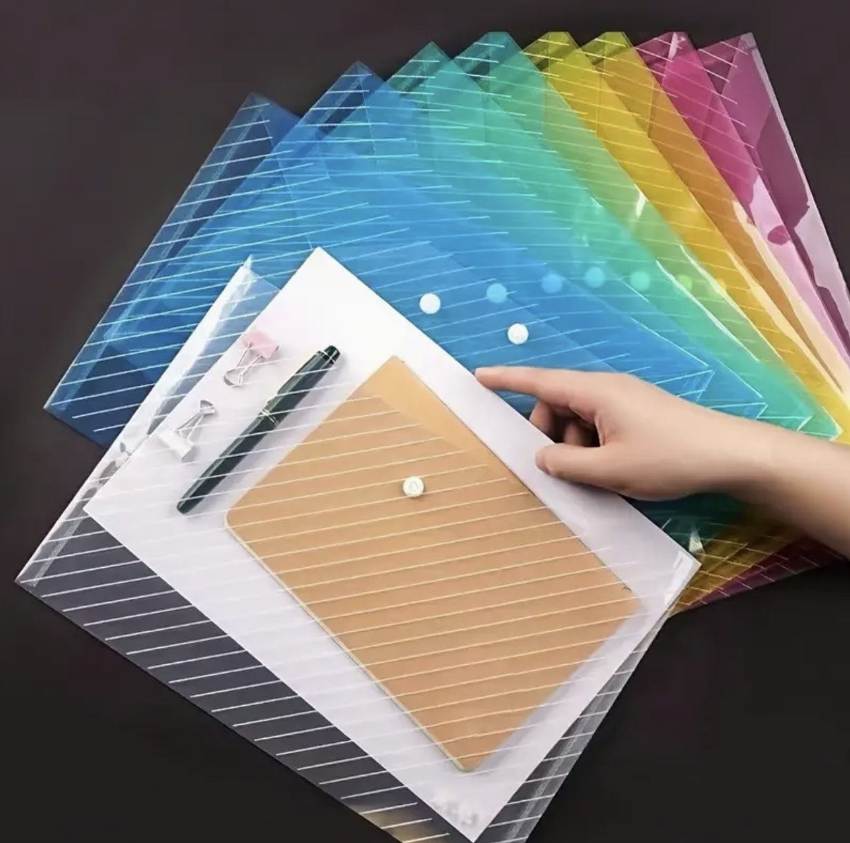 5 PCS Snap Button File Folders – A4 Letter Size, Assorted Colors | Durable Plastic Document Organizer for Office, School, Back-to-School Supplies, Paperwork Storage & Office Organization - Image 4