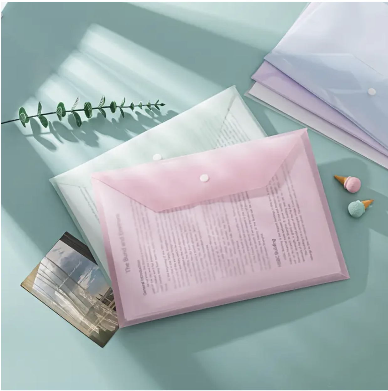 5 PCS Snap Button File Folders – A4 Letter Size, Assorted Colors | Durable Plastic Document Organizer for Office, School, Back-to-School Supplies, Paperwork Storage & Office Organization - Image 5