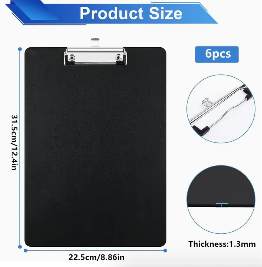 A4 Clipboard Folder – Durable Black Document Holder with Metal Clip - Image 6