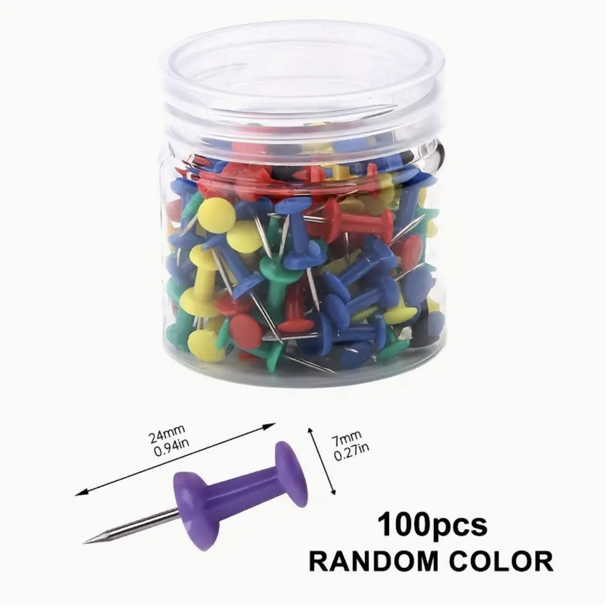 100pcs Push Pins – Assorted Color Thumb Tacks for Bulletin Boards | Stick Pins for Cork Board Wall Hangings | Office Tacks & Color Pins for Desk Décor & Organization - Image 2