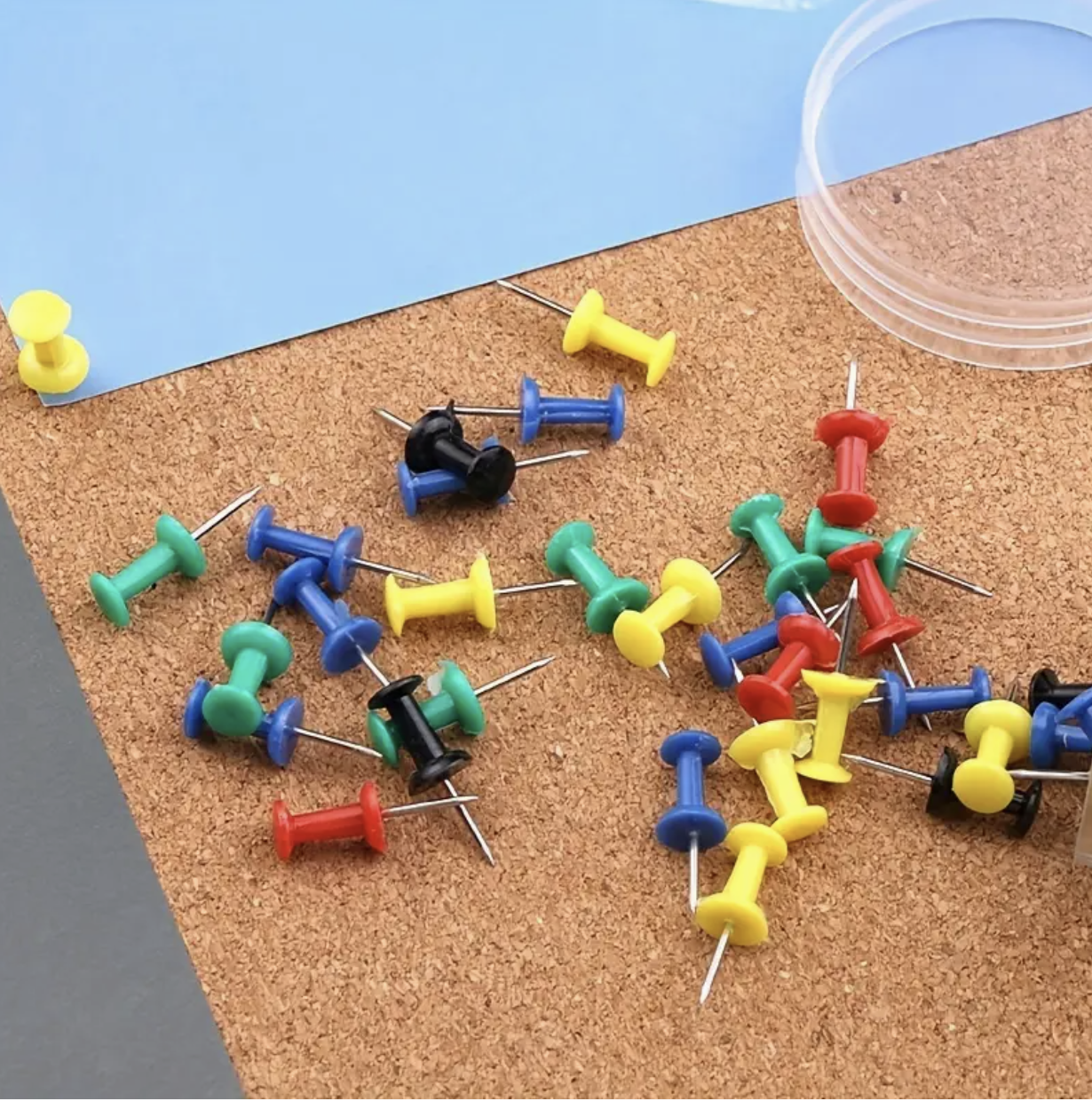 100pcs Push Pins – Assorted Color Thumb Tacks for Bulletin Boards | Stick Pins for Cork Board Wall Hangings | Office Tacks & Color Pins for Desk Décor & Organization - Image 3