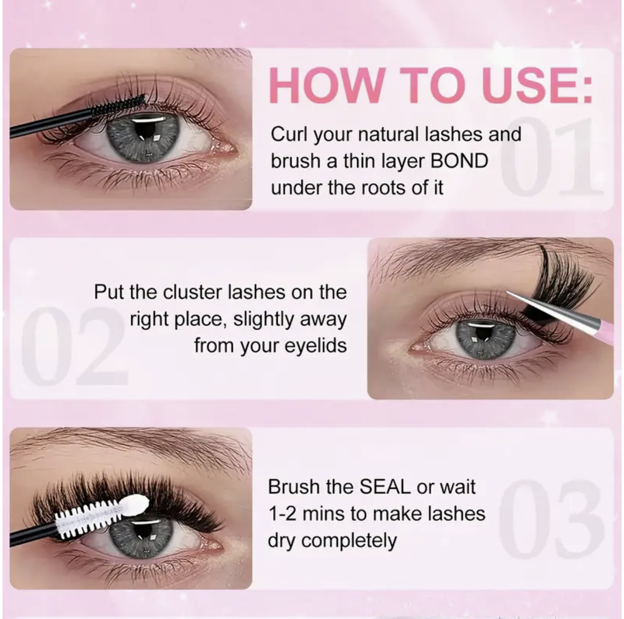 Individual Eyelash Clusters – D Curl 8–16mm | Wide Stem | 30D | DIY Lash Extension Kit | Natural Look & Extra Thick | Reusable Cluster Lashes for Home Use, Travel & Events - Image 3