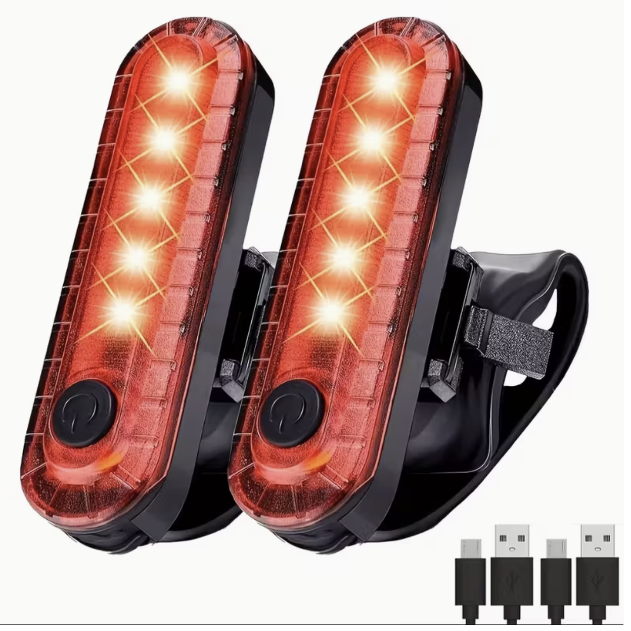 USB Rechargeable LED Bicycle Light Set – Front & Rear Aluminum Lights with Power Bank + Phone Holder