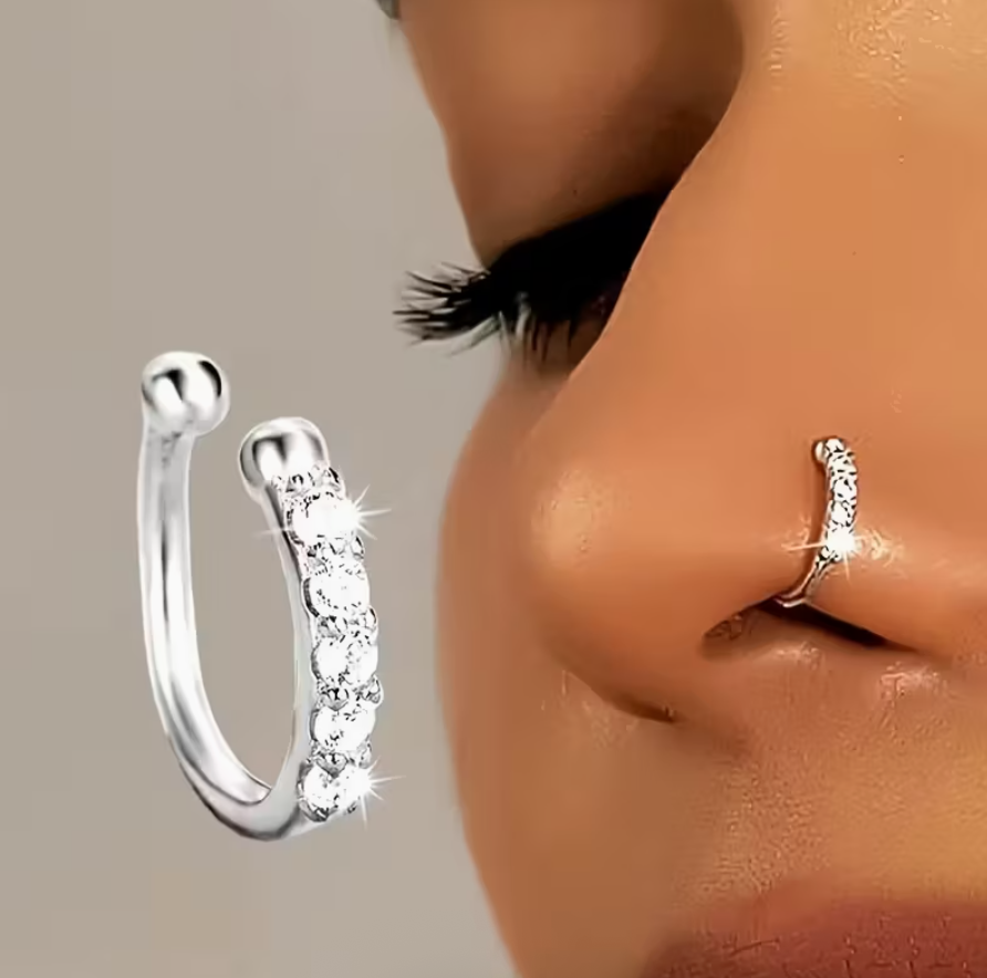Artificial Non-Perforated Nose Ring – Hypoallergenic, Nickel-Free Bohemian • K-Pop • Hip-Hop Style | No Piercing Required | Allergy-Safe Nose Jewelry for Women