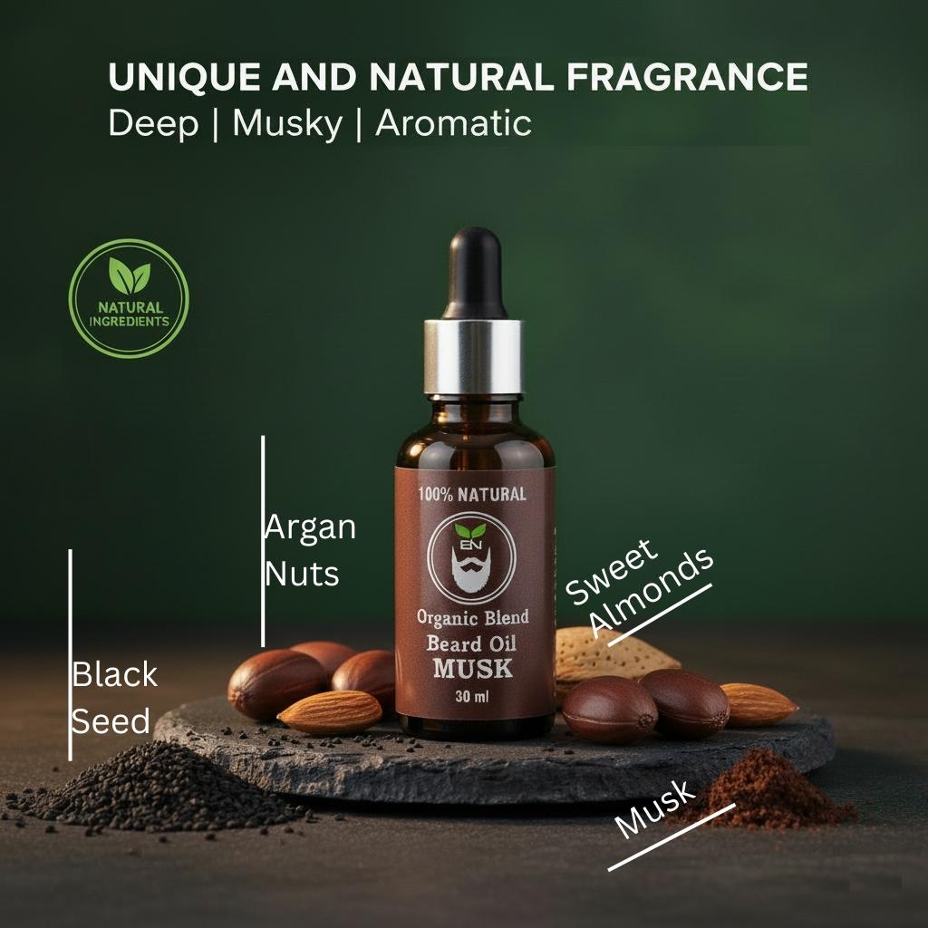 Organic Musk Beard Oil for Men – Deep Nourishing Premium Beard Care (30ml) - Image 4