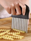 Stainless Steel Wavy Potato Slicer – Multi-Functional Crinkle Cutter for Fruits, Vegetables, Salads, Carrots & Potatoes | Durable Stainless Steel Kitchen Tool