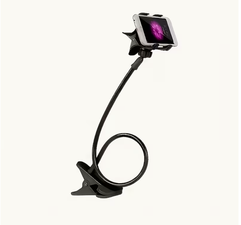 360° Flexible Phone Holder with Long Arm Clamp Compatible Desktop & Bed Mount for Home and Office Use (8.89–17.02 cm Phones) Black