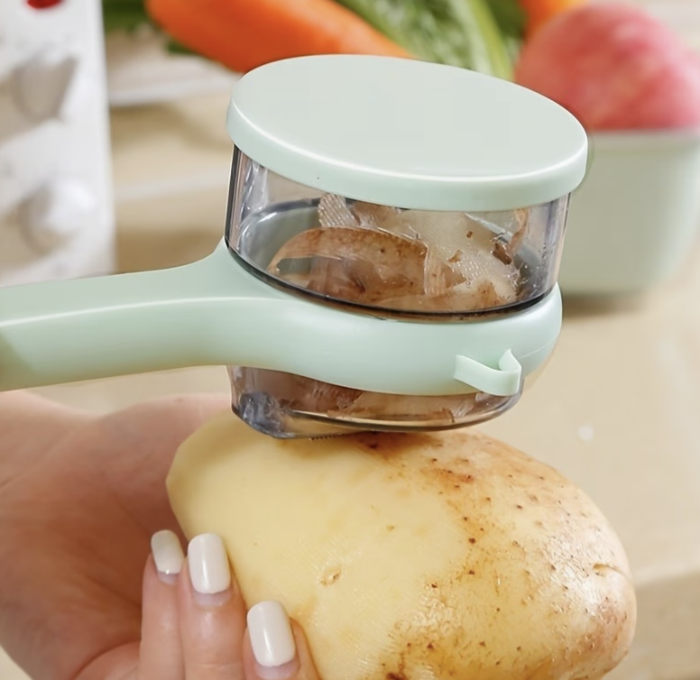 Versatile Storage Peeler with Container – Food-Grade 304 Stainless Steel Serrated Blade - Image 6