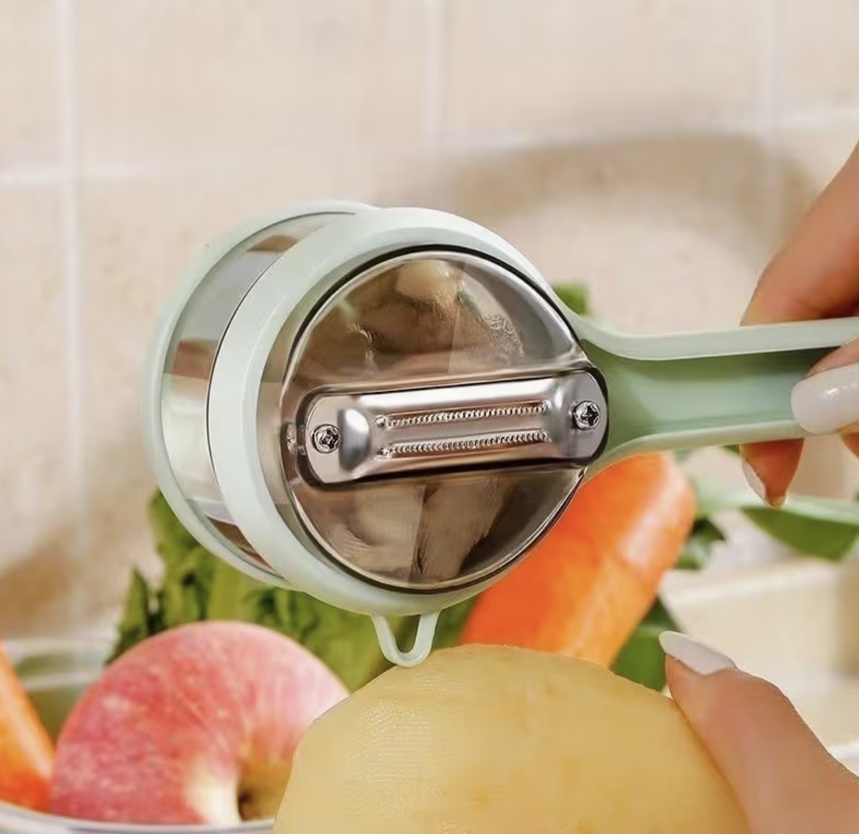 Versatile Storage Peeler with Container – Food-Grade 304 Stainless Steel Serrated Blade - Image 3