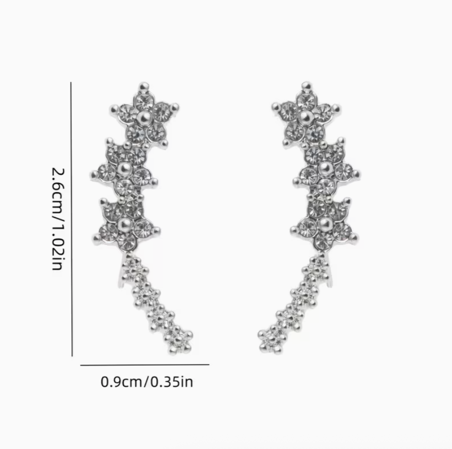 A Pair of Elegant And Luxurious Flower-Shaped Earrings Adorned with Rhinestones, Perfect for Women'S Weddings And Suitable for Daily Gatherings, Parties, And Vacations. an Ideal Gift for Birthdays - Image 3