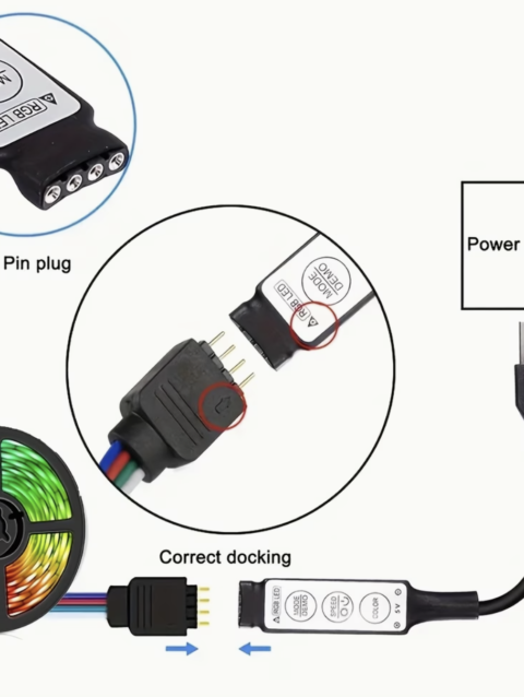 RGB Multicolor LED Strip, Featuring Synchronization And Dynamic Effects, 5050 RGB, Mini Button Controller, Suitable for Tv/Projector/Laptop Backlighting, Party Home Decoration