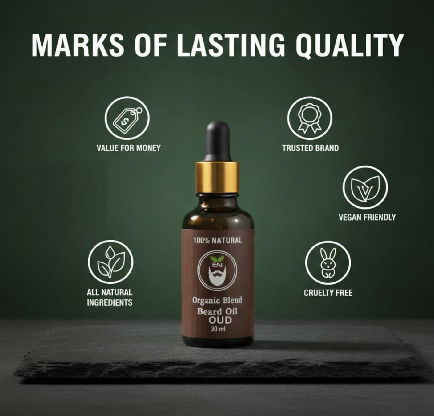 Organic Oud Beard Oil for Men – Beard Growth & Moisturising Formula with Argan, Castor & Jojoba Oils – Softens Facial Hair, Reduce Dandruff – 30ml - Image 6