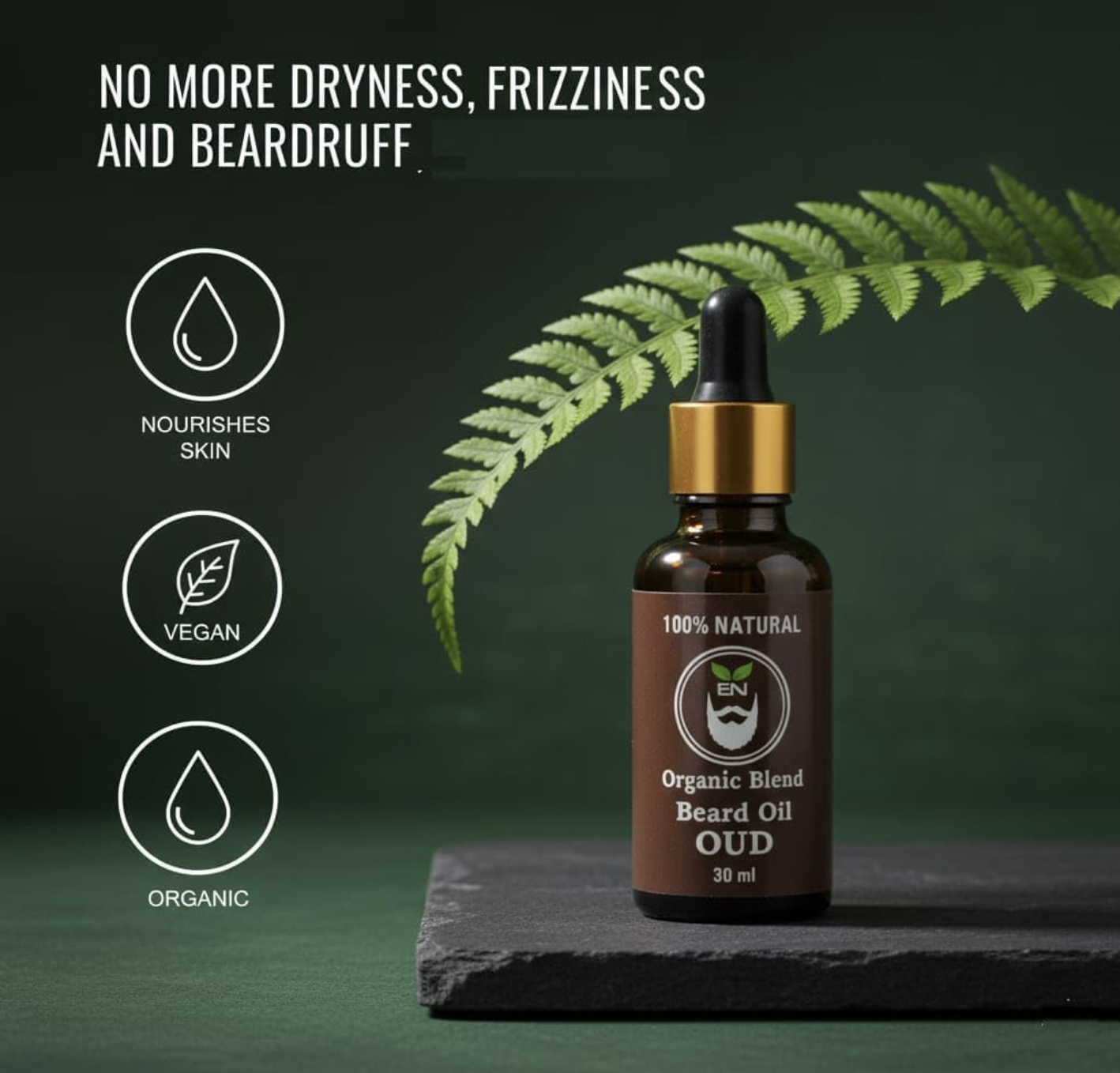 Organic Oud Beard Oil for Men – Beard Growth & Moisturising Formula with Argan, Castor & Jojoba Oils – Softens Facial Hair, Reduce Dandruff – 30ml - Image 5