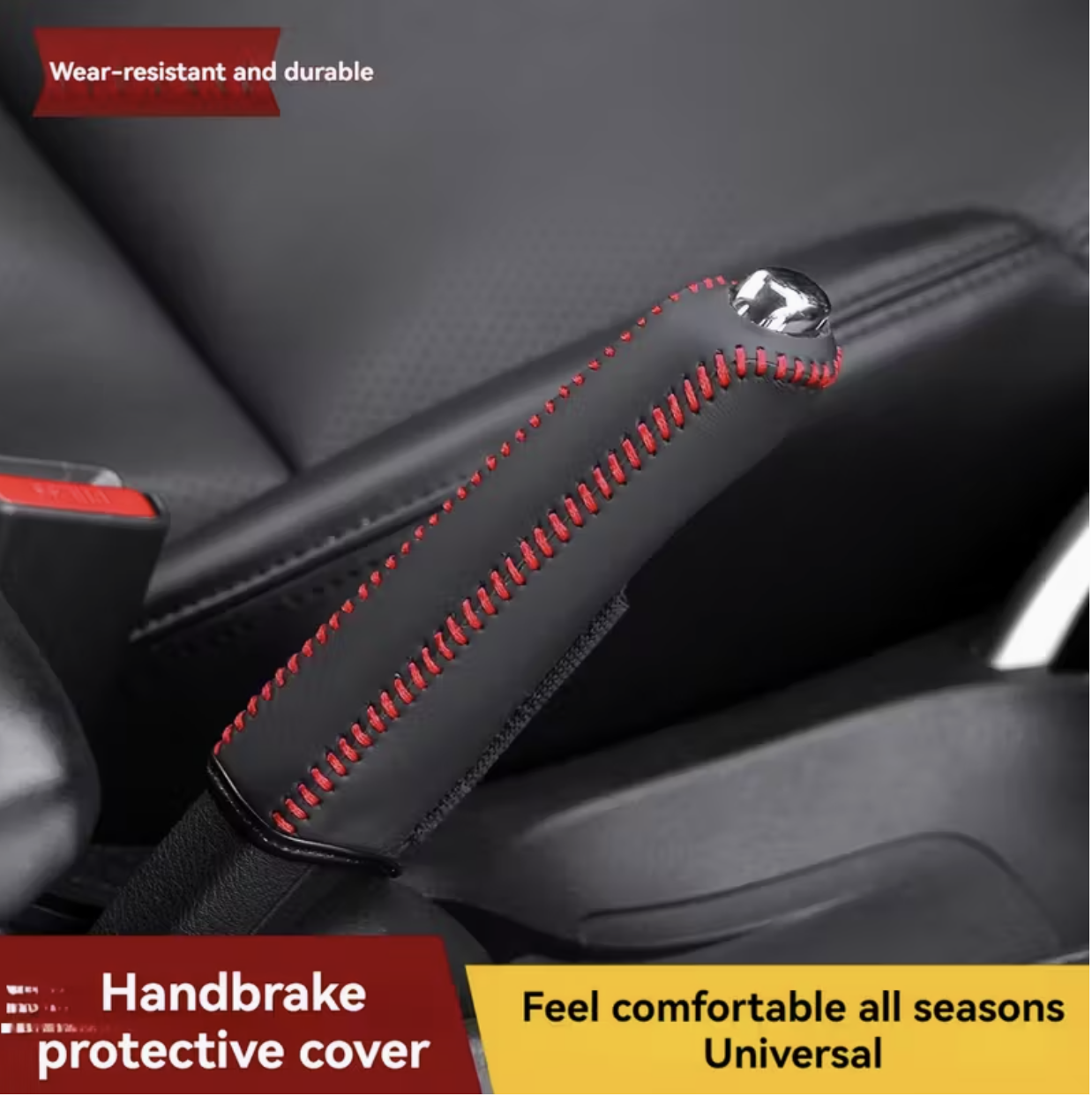 Faux Leather Handbrake Cover | Anti-Slip, Hand-Sewn, Faux Leather Gear Lever Cover - Image 3
