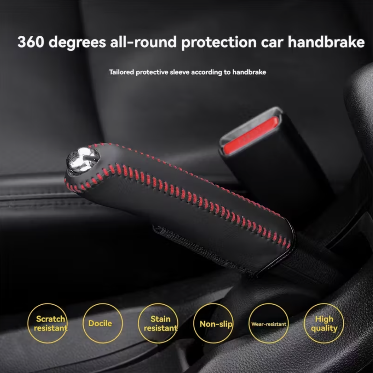 Faux Leather Handbrake Cover | Anti-Slip, Hand-Sewn, Faux Leather Gear Lever Cover - Image 6