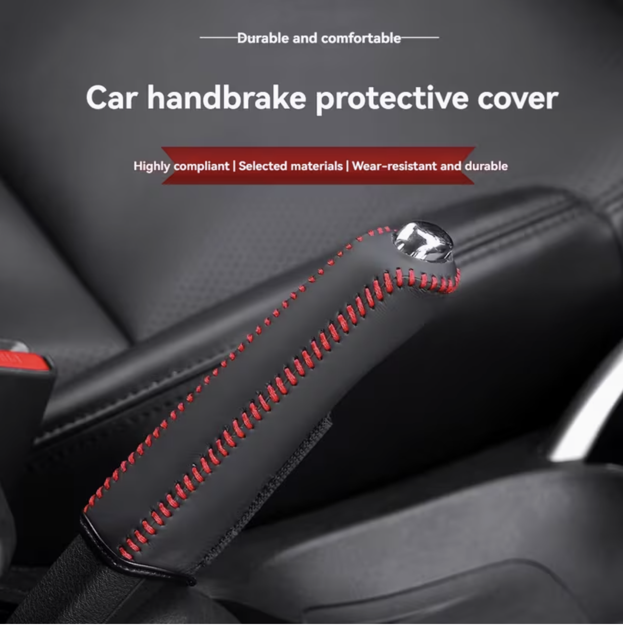 Faux Leather Handbrake Cover | Anti-Slip, Hand-Sewn, Faux Leather Gear Lever Cover - Image 5