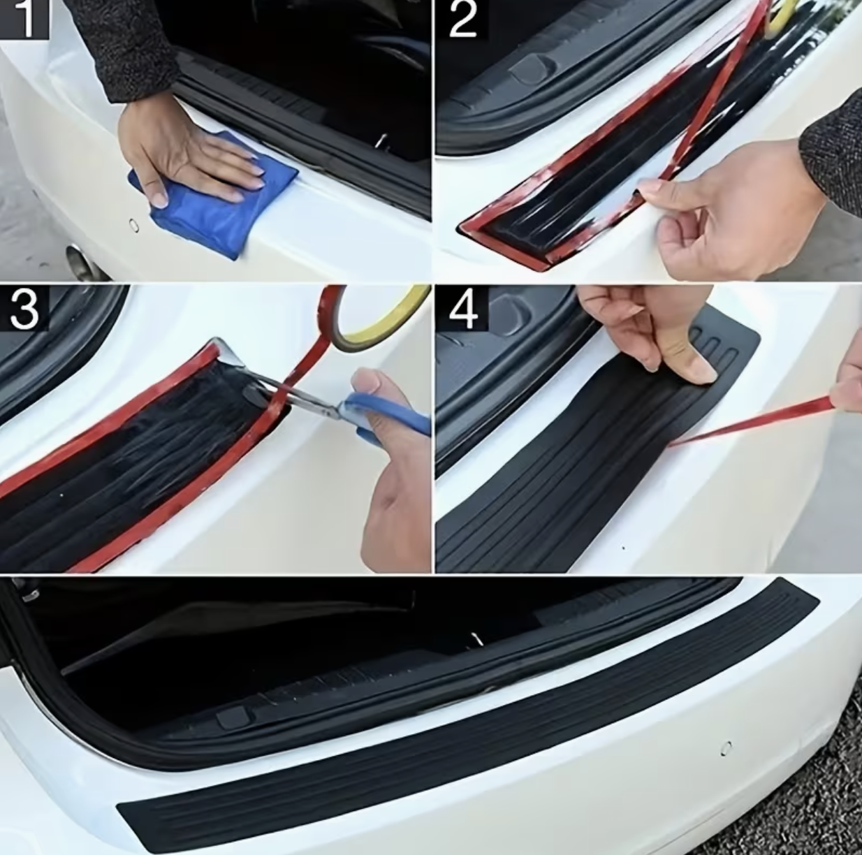Universal Rear Bumper Protection Sticker for Cars, Designed to Cover The Trunk Sill with Rubber Strips And Anti-Scratch Pads As Accessories. - Image 8