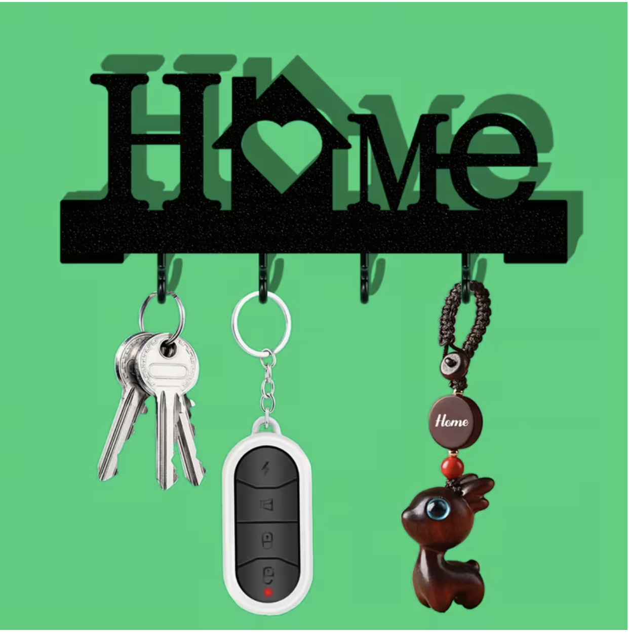 Home Love Shaped Keychain Wall-Mounted Entry Organizer with Hooks, Includes Transparent Nano Double-Sided Tape, No Drilling Required, Finely Designed, Suitable for Home Decoration in The Living Room - Image 5