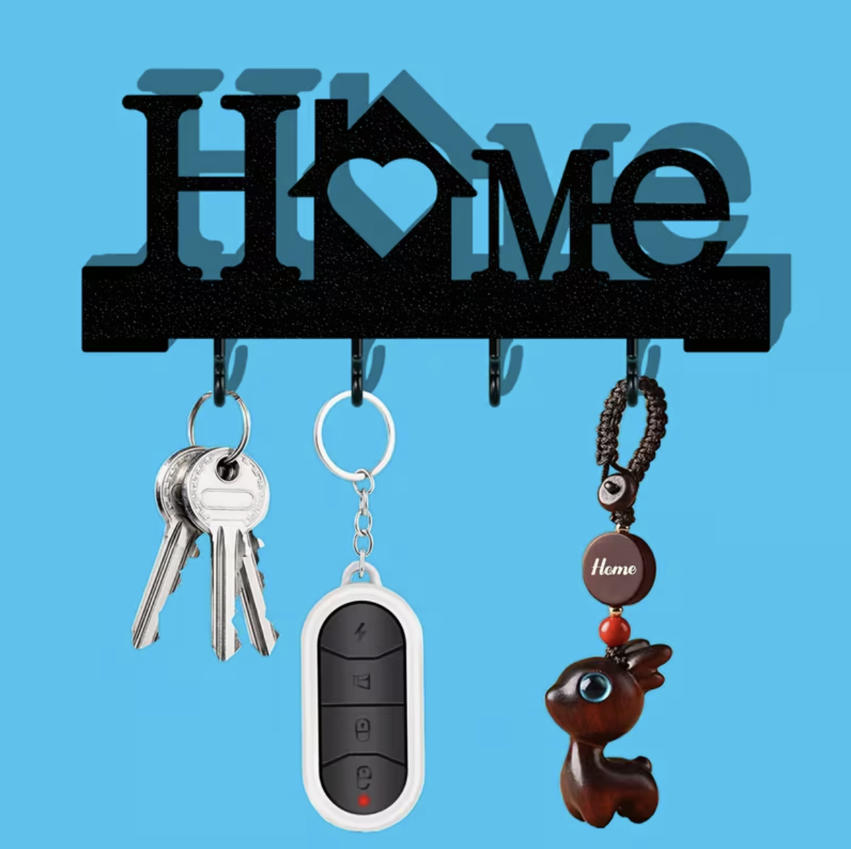 Home Love Shaped Keychain Wall-Mounted Entry Organizer with Hooks, Includes Transparent Nano Double-Sided Tape, No Drilling Required, Finely Designed, Suitable for Home Decoration in The Living Room - Image 3